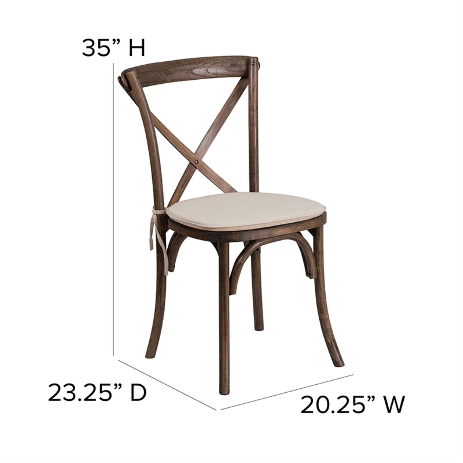Flash Furniture Hercules Series Stackable Early American Wood Cross Back Chair With Cushion