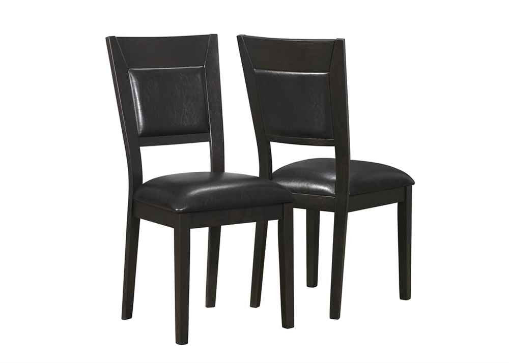 Monarch Specialties 1495, Set of 2, Side, Upholstered, Kitchen, Room, Pu Leather Look, Wood Legs, Brown, Transitional Dining Chair, 19' L x 22' W x 39' H, Cappuccino