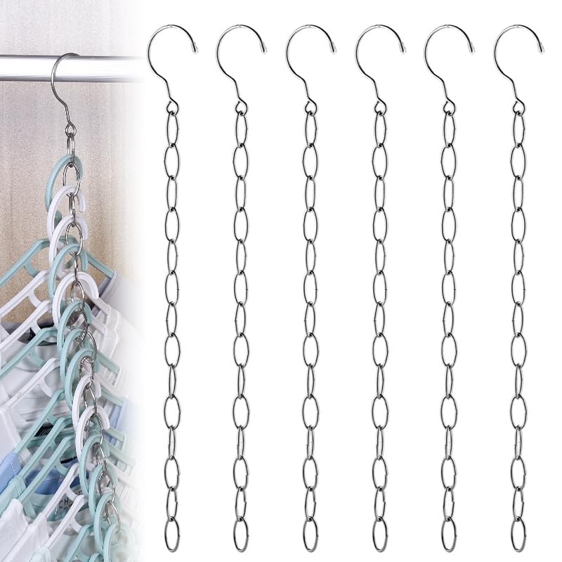 10Pack Space Saving Hangers,BetterJonny 14 Holes Metal Clothing Chain Hangers Stainless Steel Hangers Wardrobe Storage Organize
