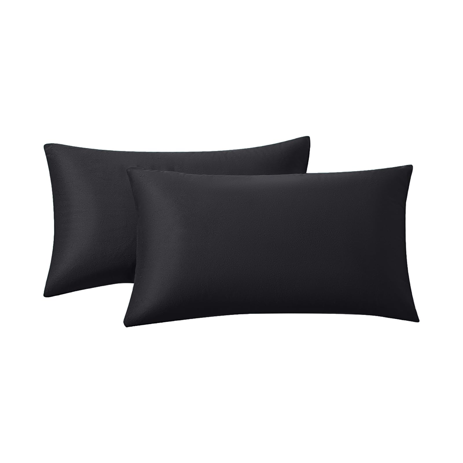 Rainroad Black Throw Pillows Covers Set Of 2 Soft Velvet Decorative Pillow Covers 12X20 Inch For Couch Bed (Black, 12'' X 20''(2