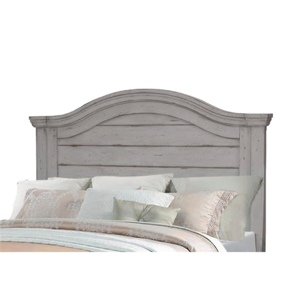 American Woodcrafters Stonebrook King Antique Gray Wood Panel Headboard