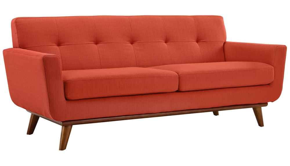 Modway Engage Mid-Century Modern Upholstered Fabric Sofa, Loveseat and Armchair in Citrus
