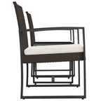 vidaXL Outdoor Patio Dining Set with Cushions - Brown Polypropylene Rattan with Steel Frame and Glass Tabletop