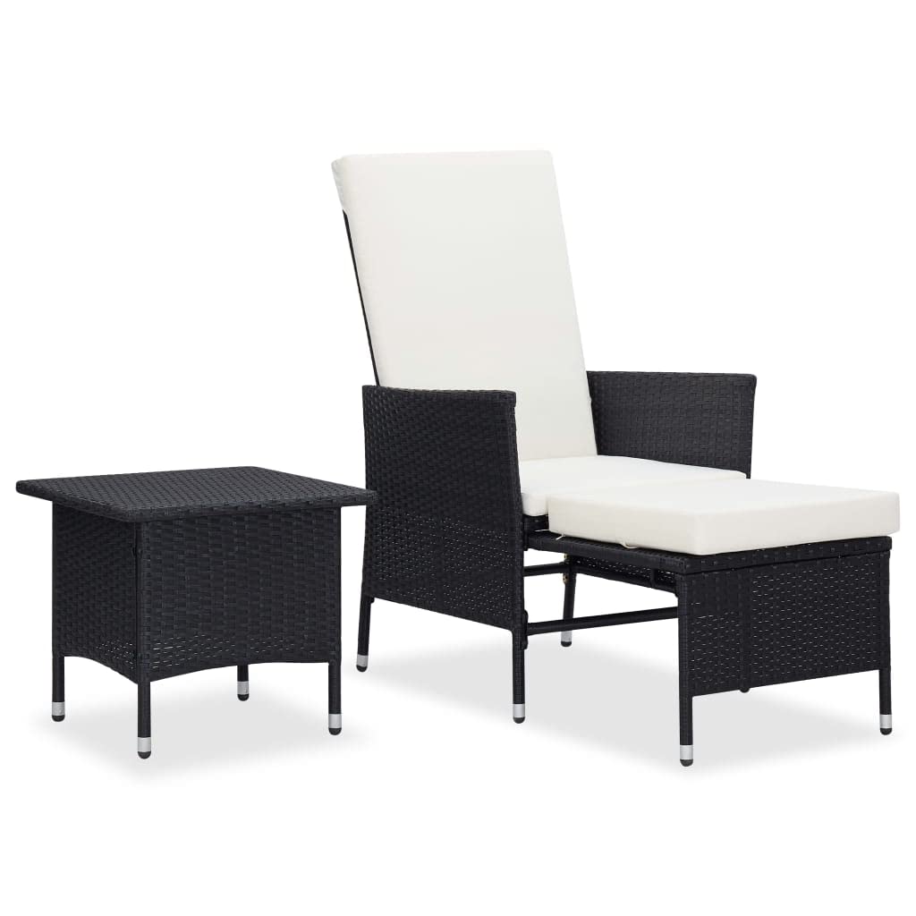 vidaXL 2 Piece Patio Lounge Set, Black Poly Rattan Patio Furniture Set, Outdoor Lounge Set with Cushions, Includes Armchair & Te