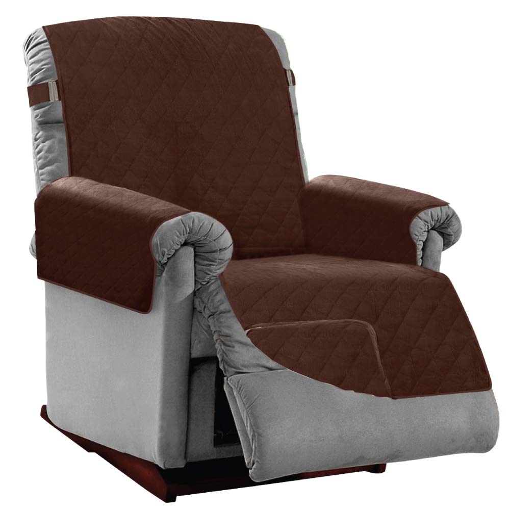 Sofa Shield Patented Recliner Slip Cover, Large Cushion Protector, Reversible Stain And Dog Tear Resistant Slipcover, Quilted Microfiber 25” Seat, Washable Covers For Dogs Pets Kids, Chocolate
