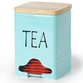 QUXIJA Ceramic Farmhouse Tea Bag Storage Organizer Caddy Holder with Lid (Turquoise)