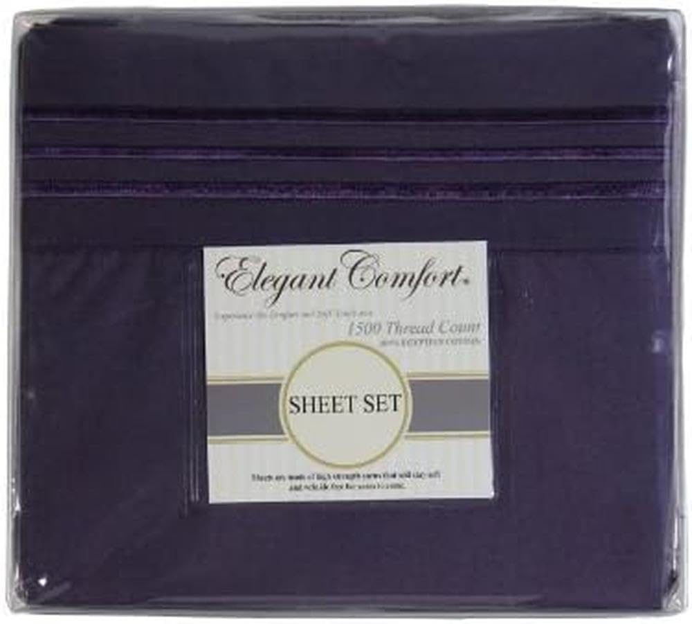 Elegant Comfort 1500 Premier Wrinkle Resistant Sheet Set, Cal King Size, Purple