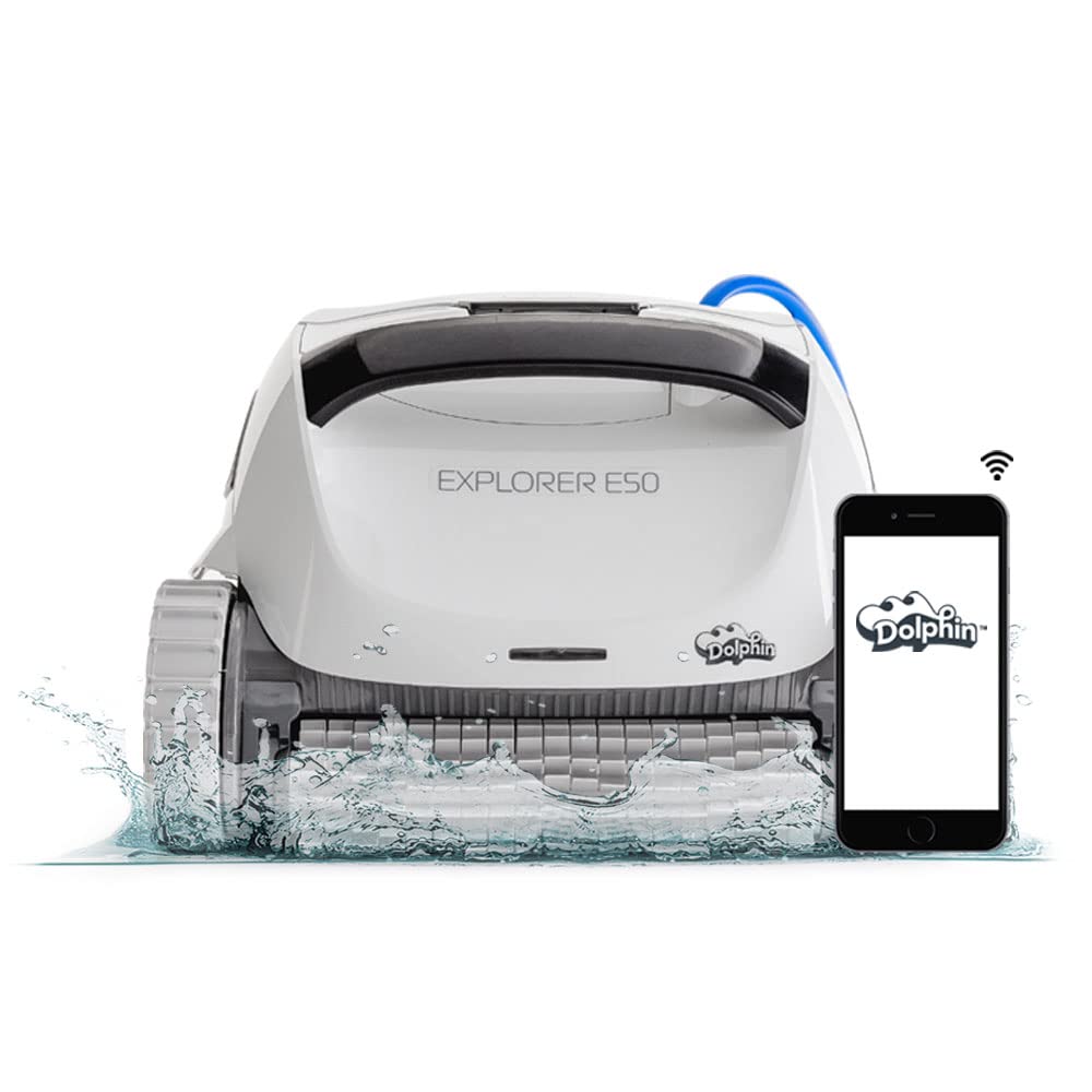 Dolphin (2024 Model) Explorer E50 Wi-Fi Robotic Pool Vacuum Cleaner Pools Up To 50 Ft - Waterline Scrubber Brush