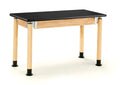 National Public Seating Signature 60" L x 30" W Height Adjustable School Science Lab Utility Table with HPL Top - Oak, Black
