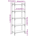 vidaXL 5-Tier Black Engineered Wood Bookshelf with Metal Frame - Storage Display Cabinet for Office, Bedroom, Living Room