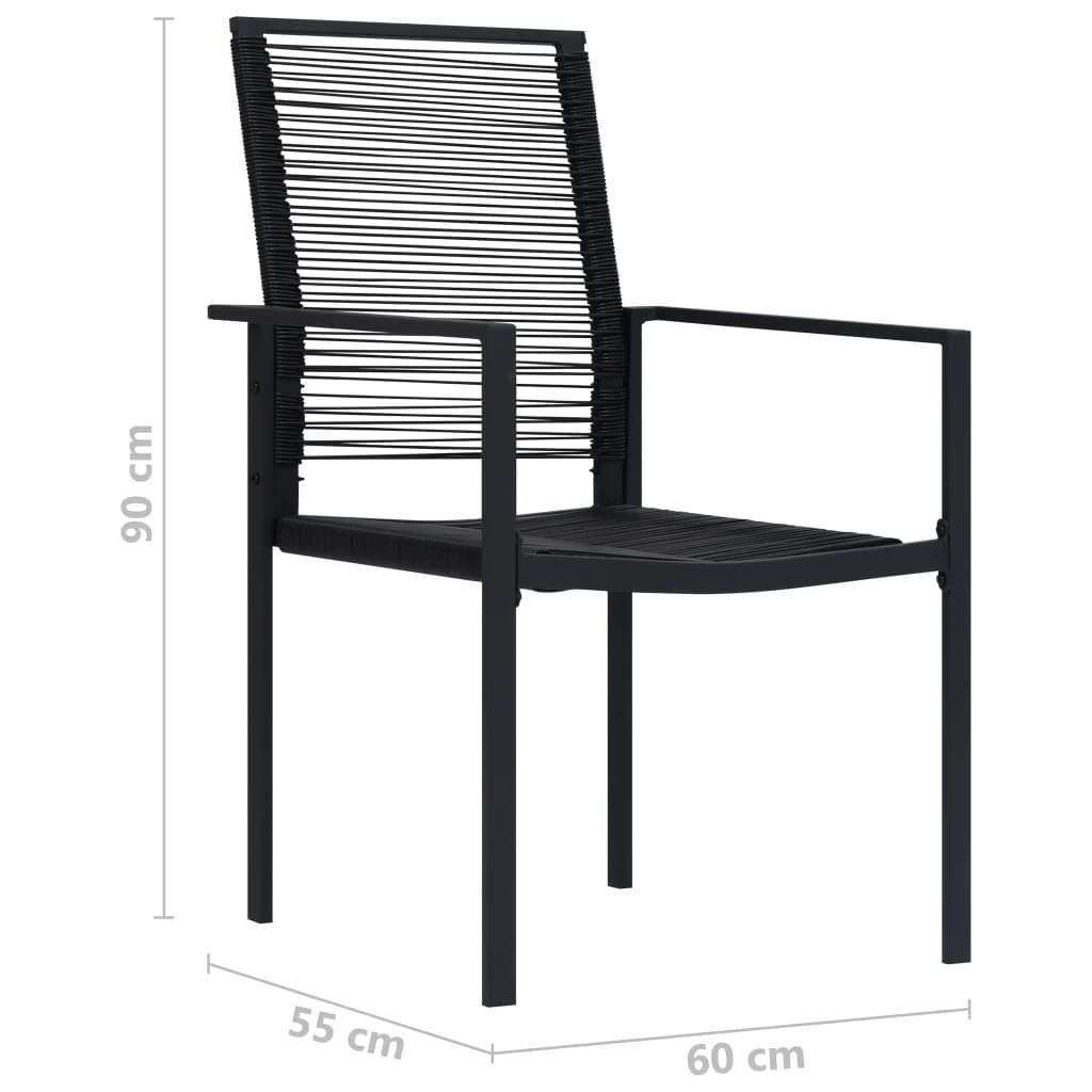 vidaXL Patio Chairs 2 pcs Black PVC Rattan - All Weather Outdoor Seating Ideal for Garden, Deck, Patio or Poolside Lounge