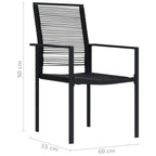vidaXL Patio Chairs 2 pcs Black PVC Rattan - All Weather Outdoor Seating Ideal for Garden, Deck, Patio or Poolside Lounge
