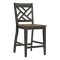 Harper Counter Stool with Lattice Back and 4 Legs, Brushed Brown & Pecan, Set of 2
