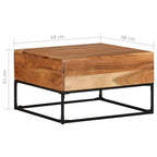 vidaXL Acacia Wood Coffee Table - Square Side Couch Accent Table with Polished Finish and Iron Legs for Living Room, Lounge