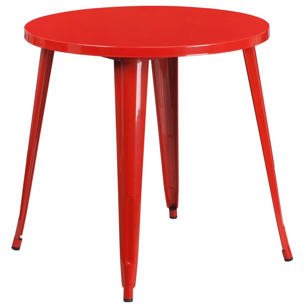 Flash Furniture Jeffrey Commercial Grade 30&quot; Round Red Metal Indoor-Outdoor Table