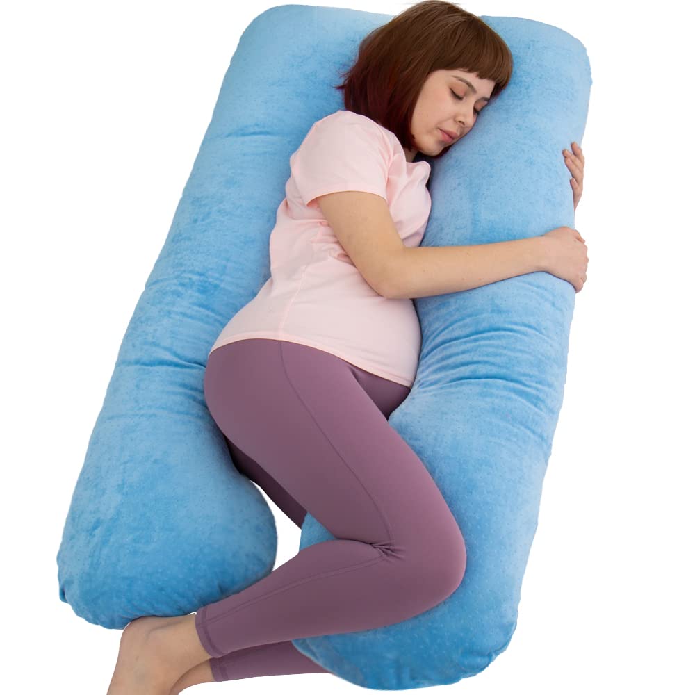 Moon Pine Pregnancy Pillow, U Shaped Full Body Pillow For Maternity Support, Sleeping Pillow With Cover For Pregnant Women (Ligh