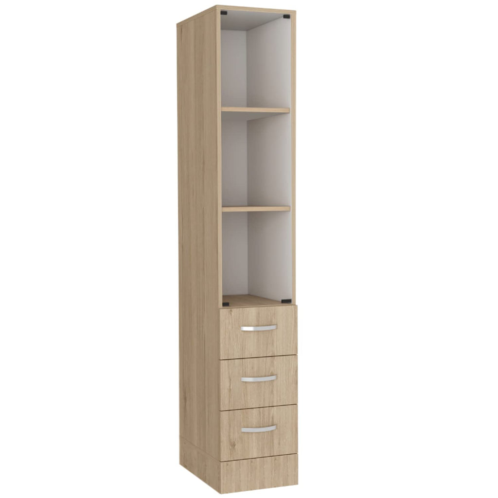 Depot E-Shop Magna Linen Cabinet, 3 Shelves, 4 Drawers, Light Pine/White