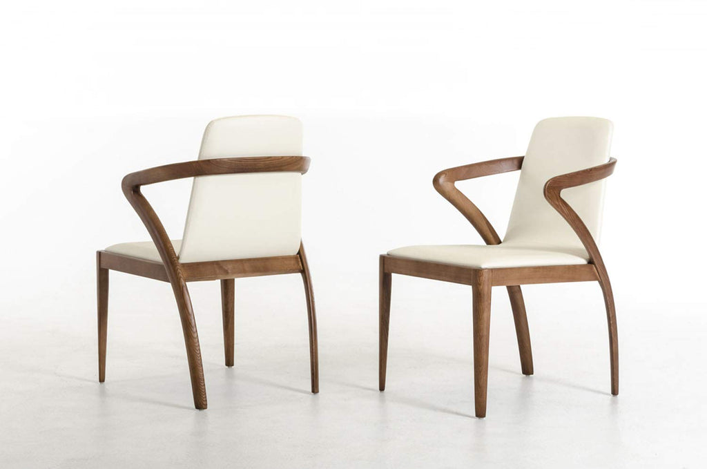 HomeRoots Furniture Kitchen Restaurant Modern Walnut and Cream Dining Chair