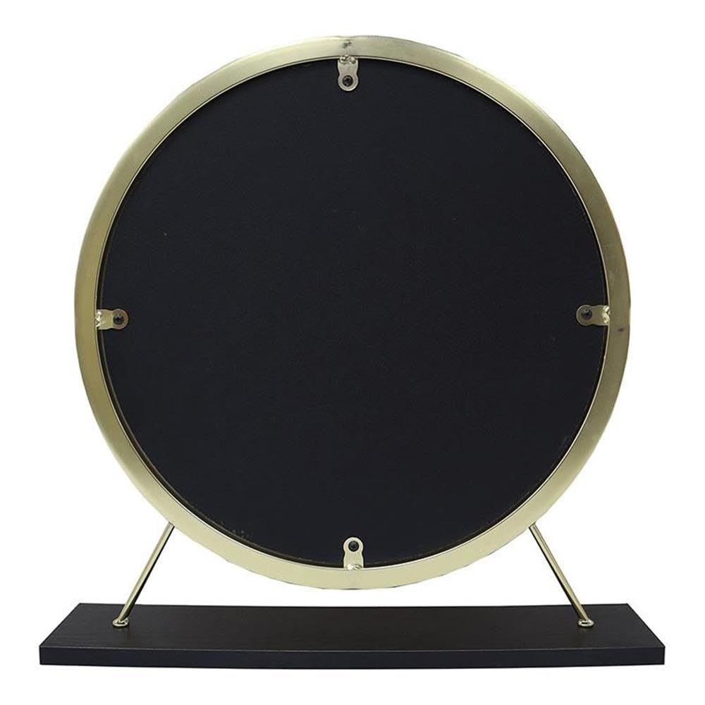 Acme Adao Metal Vanity Mirror and Stool in Black and Brass