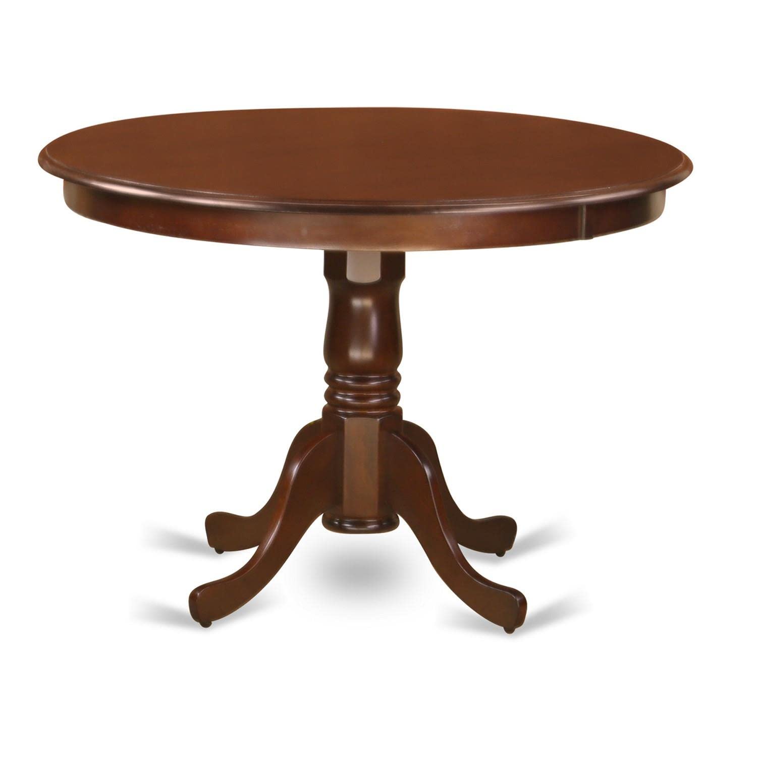 East West Furniture Hlip3-Mah-W 3 Piece Modern Dining Table Set Contains A Round Wooden Table With Pedestal And 2 Dining Chairs, 42X42 Inch, Mahogany