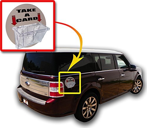 Marketing Holders Vehicle Business Card Bin With Lid And Round Take A Card Magnet Holds 3.5' X 2' Contact Information Cards Sm