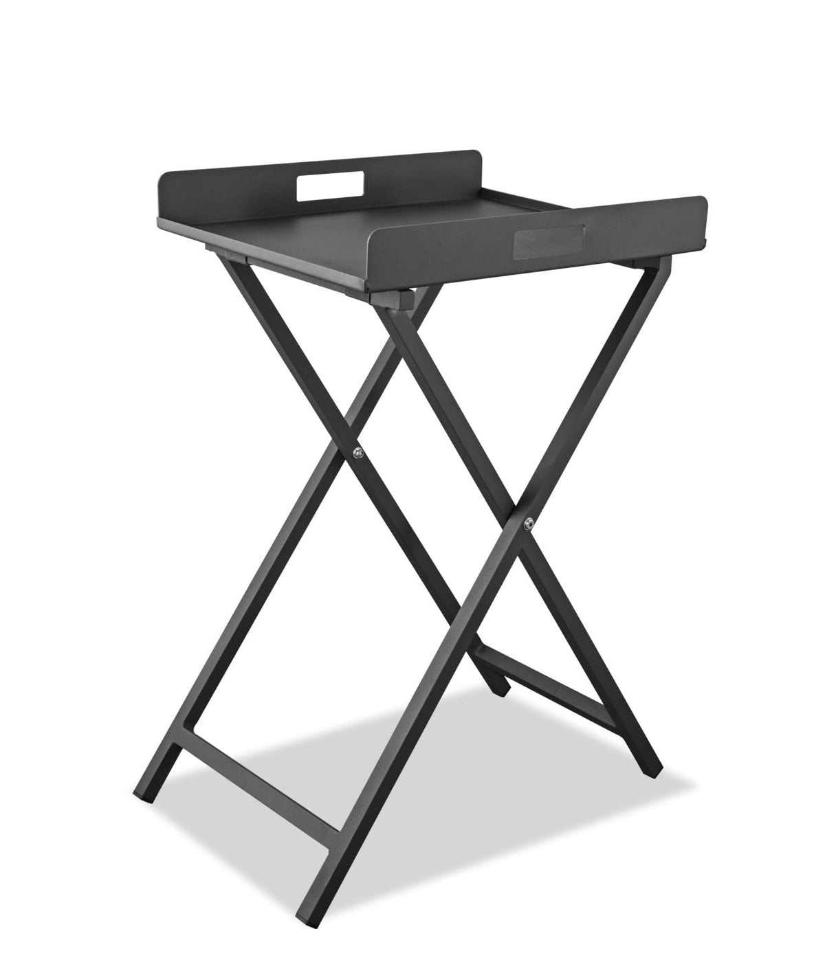 Whiteline Modern Living ST1602-GRY Kai Contemporary Indoor/Outdoor Gray Aluminum Side Table with Steel Base and Removable Top as Tray