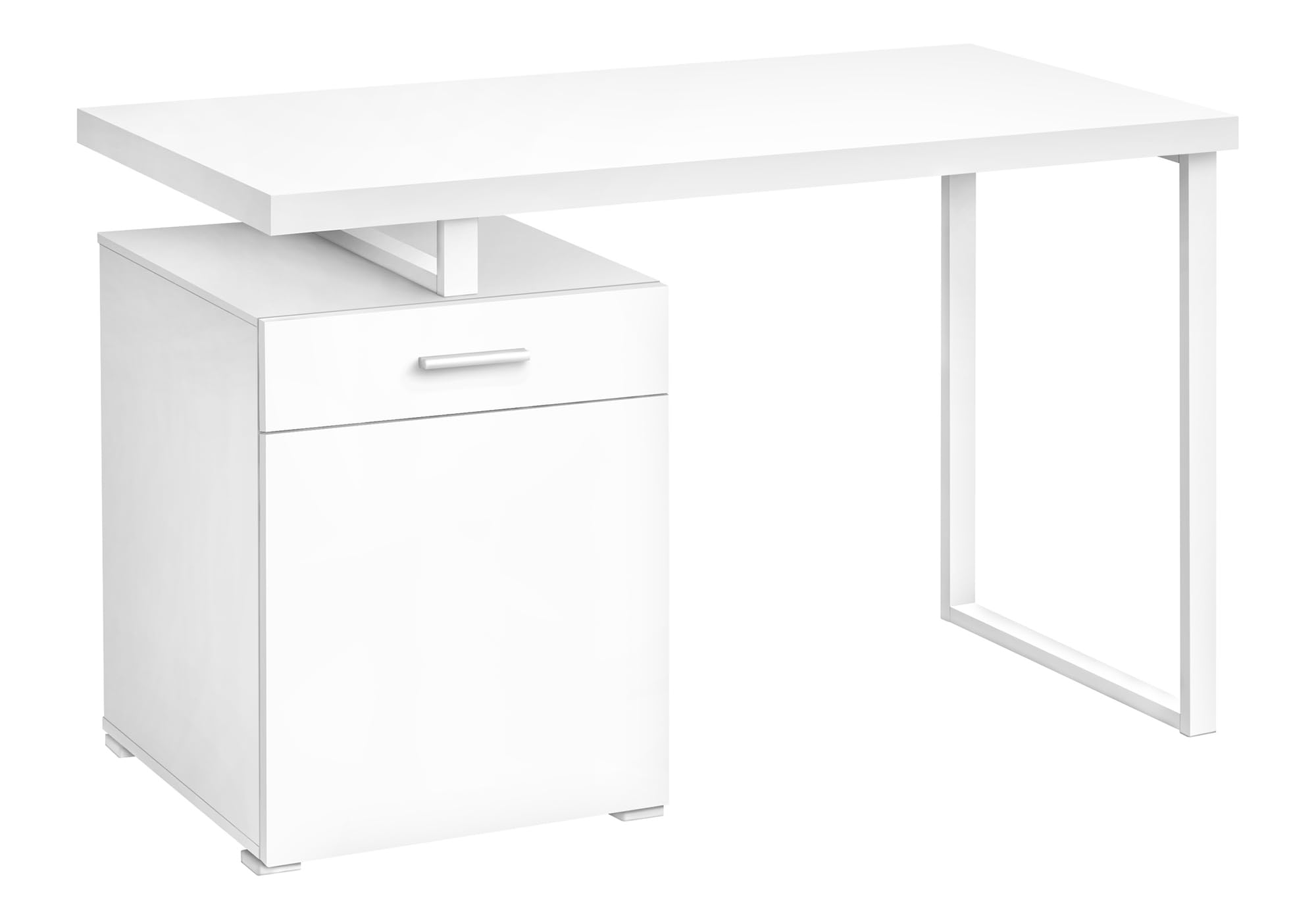Monarch Specialties I 7760 Computer Desk, Home Office, Laptop, Left, Right Set-up, Storage Drawers, 48&quot; L, Work, Metal, Laminate, White, Contemporary, Modern