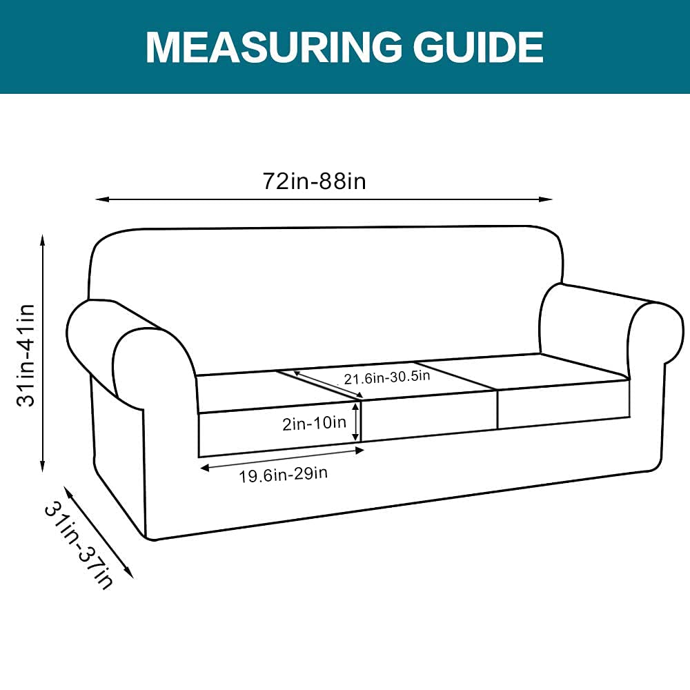 4 Piece Sofa Covers For 3 Cushion Couch Sofa Slipcover Soft Couch Cover For Dogs-Washable Sofa Furniture Covers With 3 Individual Cushion Covers, Feature Thick Jacquard Fabric (3 Cushion Sofa, Black)