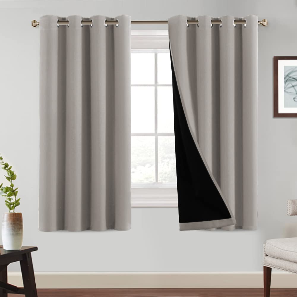 Princedeco 100% Blackout Curtains 63 Inches Long, Pair Of Energy Smart & Noise Blocking Out Drapes For Baby Room Window, Thermal
