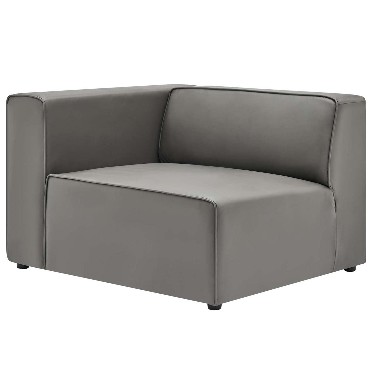 Modway Mingle Vegan Leather Sectional Sofa Left-Arm Chair in Gray