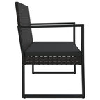 vidaXL Modern Patio Bench with Black Cushions | 41.7" Wide | Durable PE Rattan Outdoor Furniture | Powder-Coated Steel Frame | Comfortable Foam Cushions Included