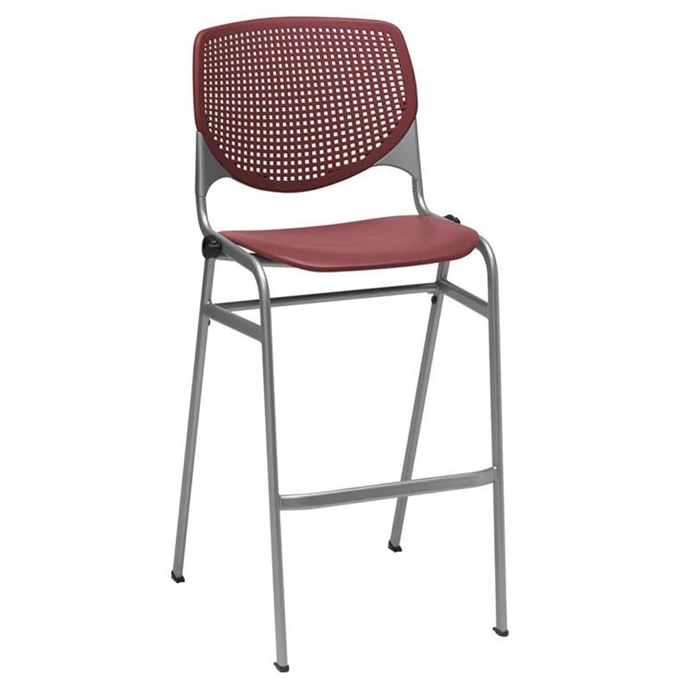 Kfi Seating Kool Series Polypropylene Bar Stool With Perforated Back, Burgundy Finish