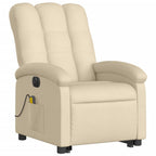 vidaXL Electric Massage Recliner Chair - Power Lift, Vibration Massage, Cream Fabric, Motorized Footrest, Backrest