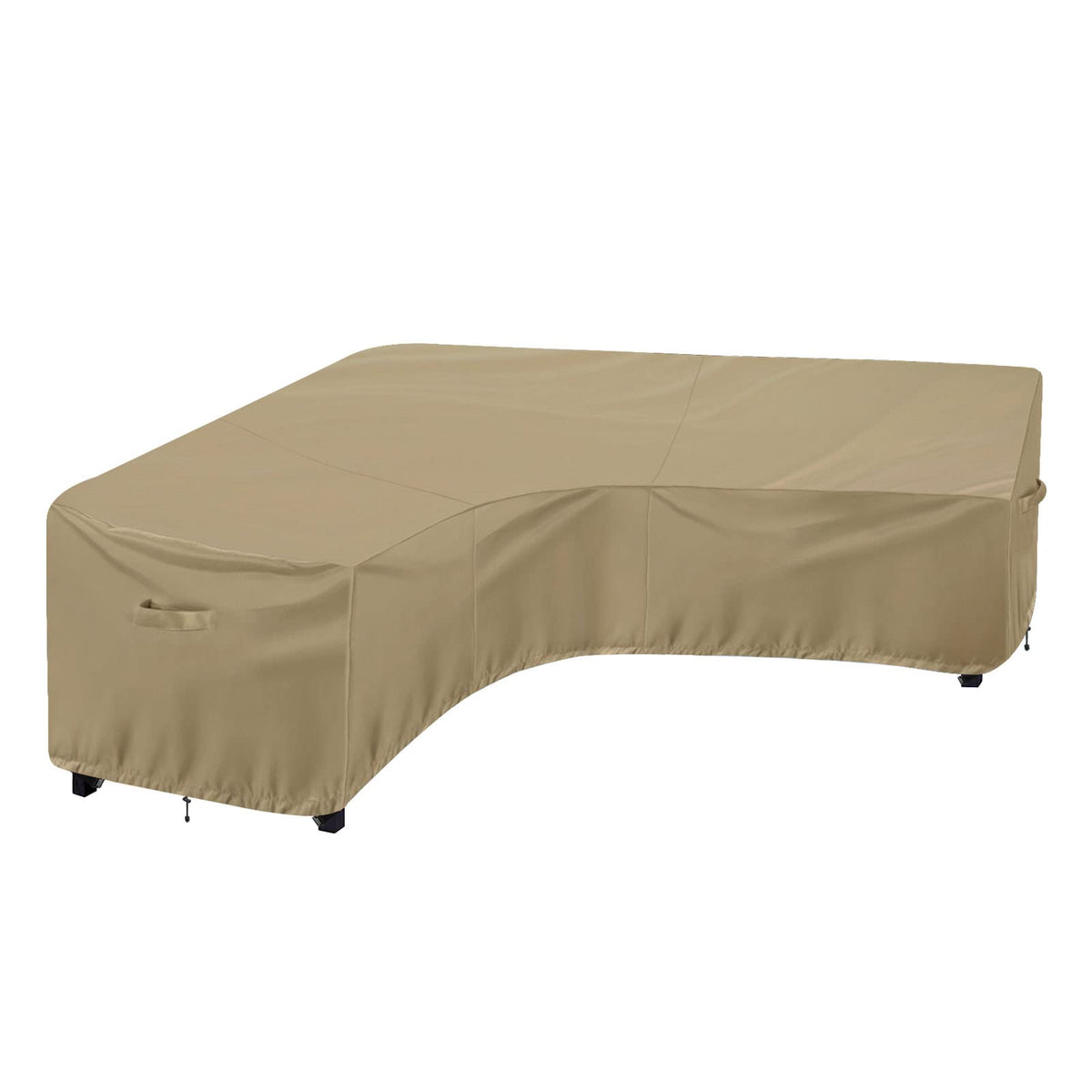 Outdoorlines Waterproof Outdoor Patio Sectional Cover - Uv Resistant & Windproof V-Shaped Patio Furniture Covers For Deck, Lawn And Backyard, 420D Heavy Duty Couch Cover 100' L (On Each Side) Camel