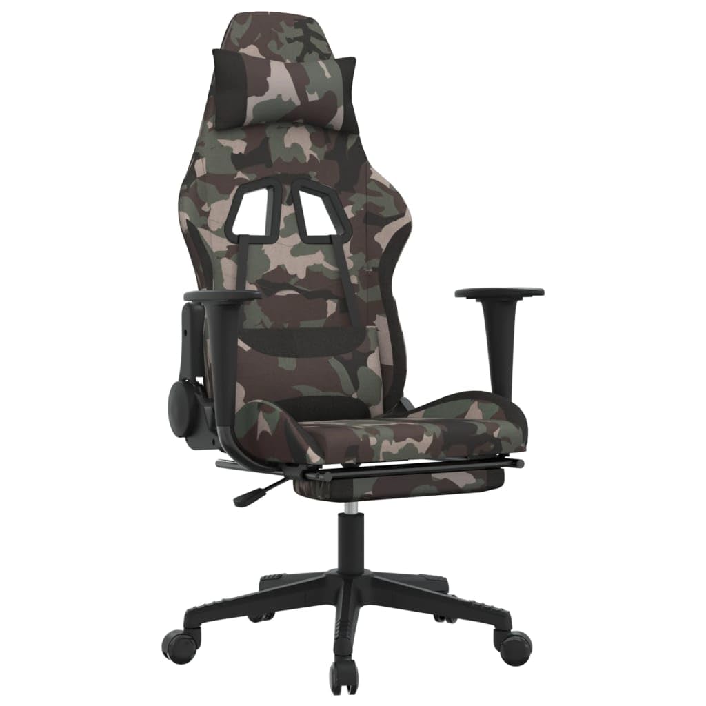 Vidaxl Camouflage And Black Fabric Gaming Chair With Adjustable Backrest/Seat And Hidden Footrest - Comfortable, Stylish, Modern Gaming Setup Essential