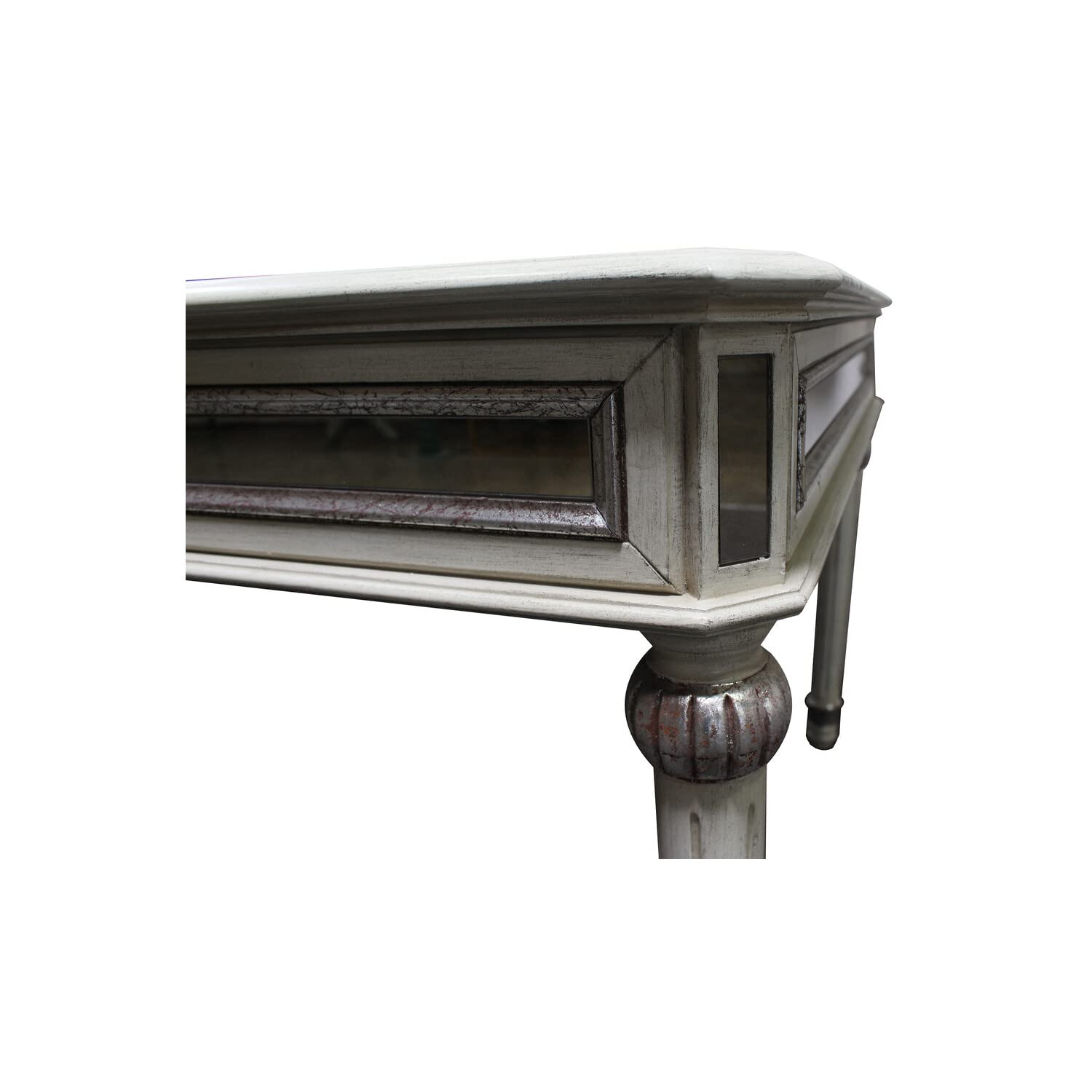 Best Master Emory Solid Wood Dining Room Table In Antique Cream With Mirrored