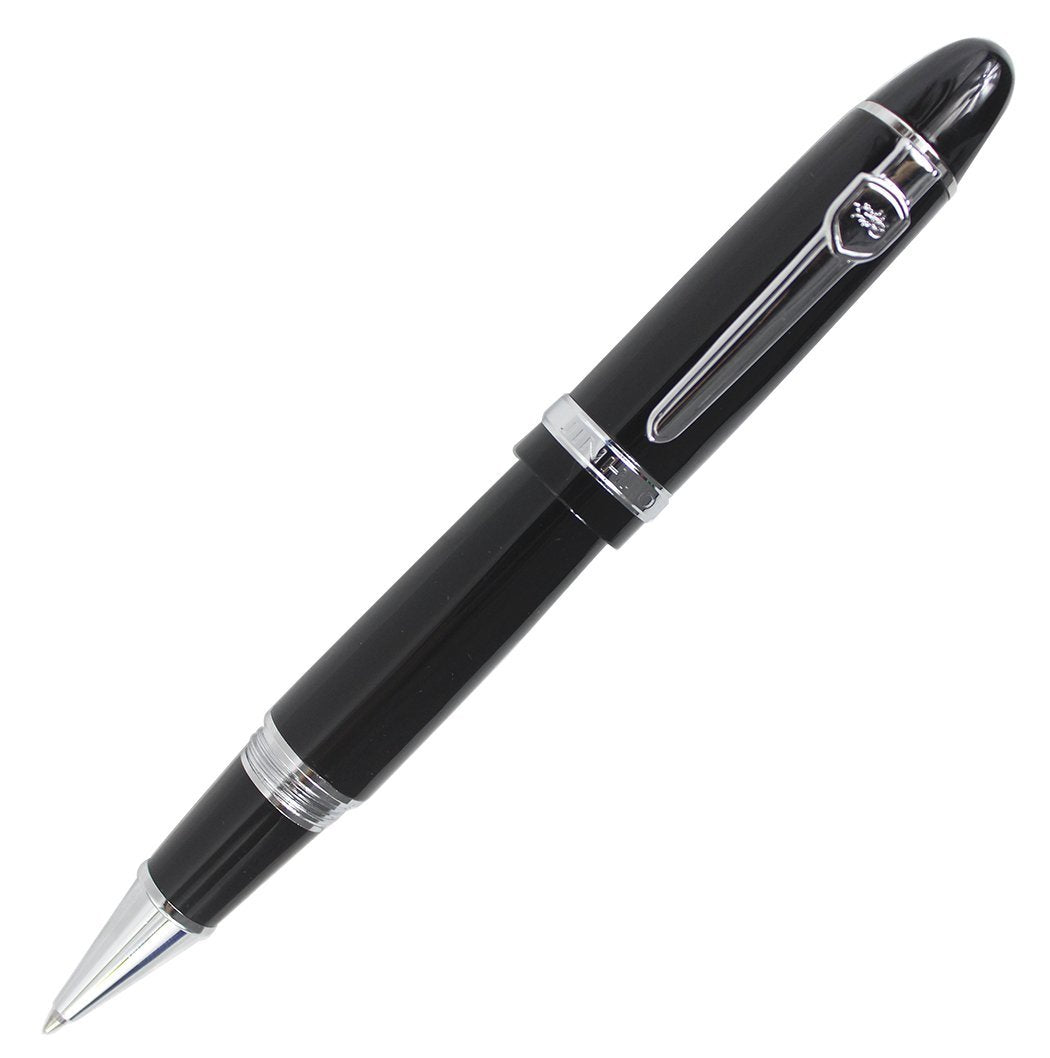 Abcsea Expert Deluxe Roller Ball Pen With Pen Pouch, Big Barrel - Black And Silver