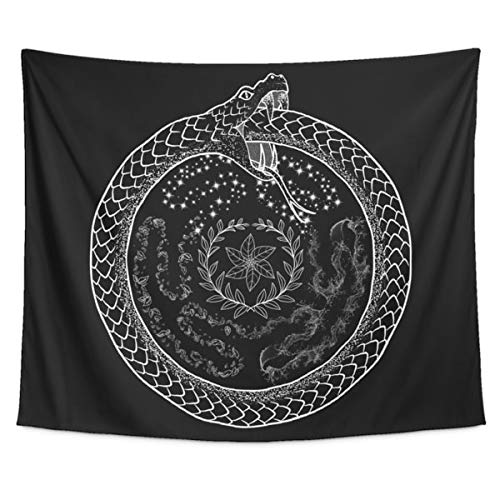 The Ghoulish Garb Hecate s Wheel Tapestry Ouroboros Wall Hanging Art Print (59  x 51 )