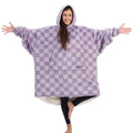 The Comfy Original | Oversized Microfiber & Sherpa Wearable Blanket, Seen On Shark Tank, One Size Fits All (Purple Checkered)