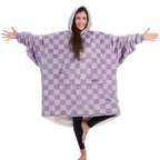 The Comfy Original | Oversized Microfiber & Sherpa Wearable Blanket, Seen On Shark Tank, One Size Fits All (Purple Checkered)
