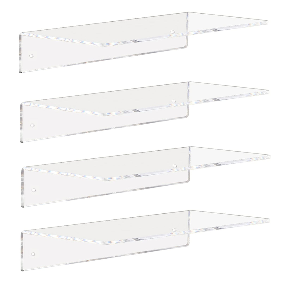 Weiai Clear Acrylic Shelves 12 Inch, Floating Wall Mounted Shelf for Wall Storage, Set of 4