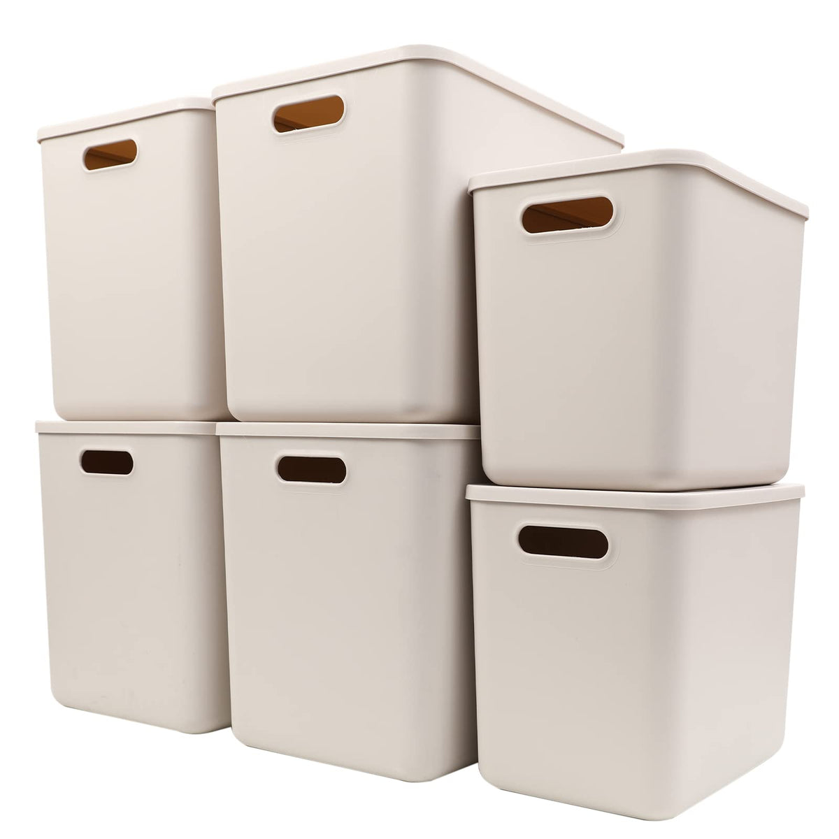 Yishyfier Plastic Storage Baskets With Lid Organizing Container Lidded Knit Storage Organizer Bins for Shelves Drawers Desktop C