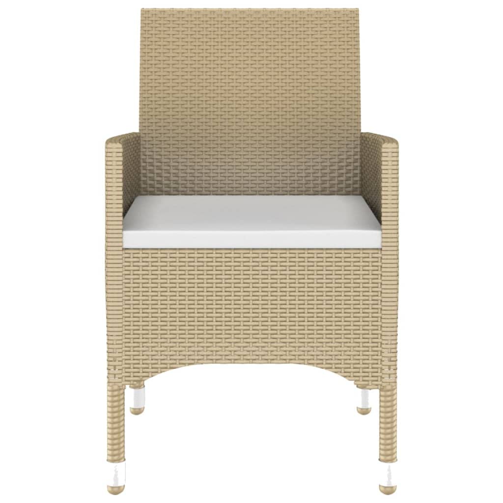 vidaXL Patio Dining Set 7 Piece Garden Outdoor Lawn Yard Terrace Balcony Table and Chair Seat Seating Furniture Poly Rattan and Tempered Glass Beige