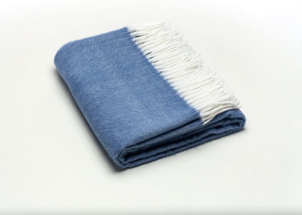 HomeRoots Denim Blue Soft Acrylic Herringbone Throw Blanket