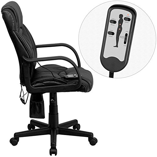 Flash Furniture 690P High Back Leather Massaging Executive Office Chair, Black