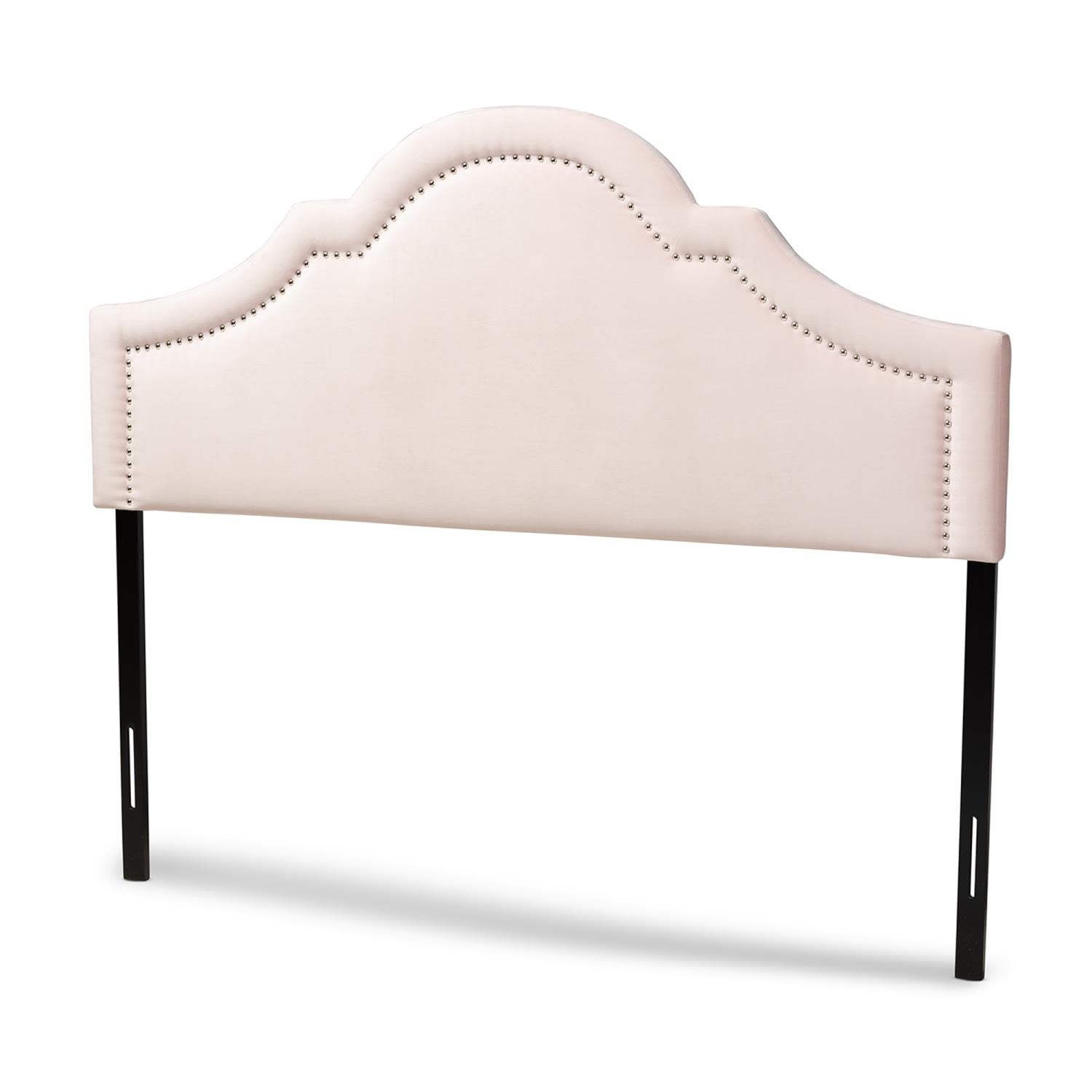 Baxton Studio Rita Modern and Contemporary Light Pink Velvet Fabric Upholstered Full Size Headboard