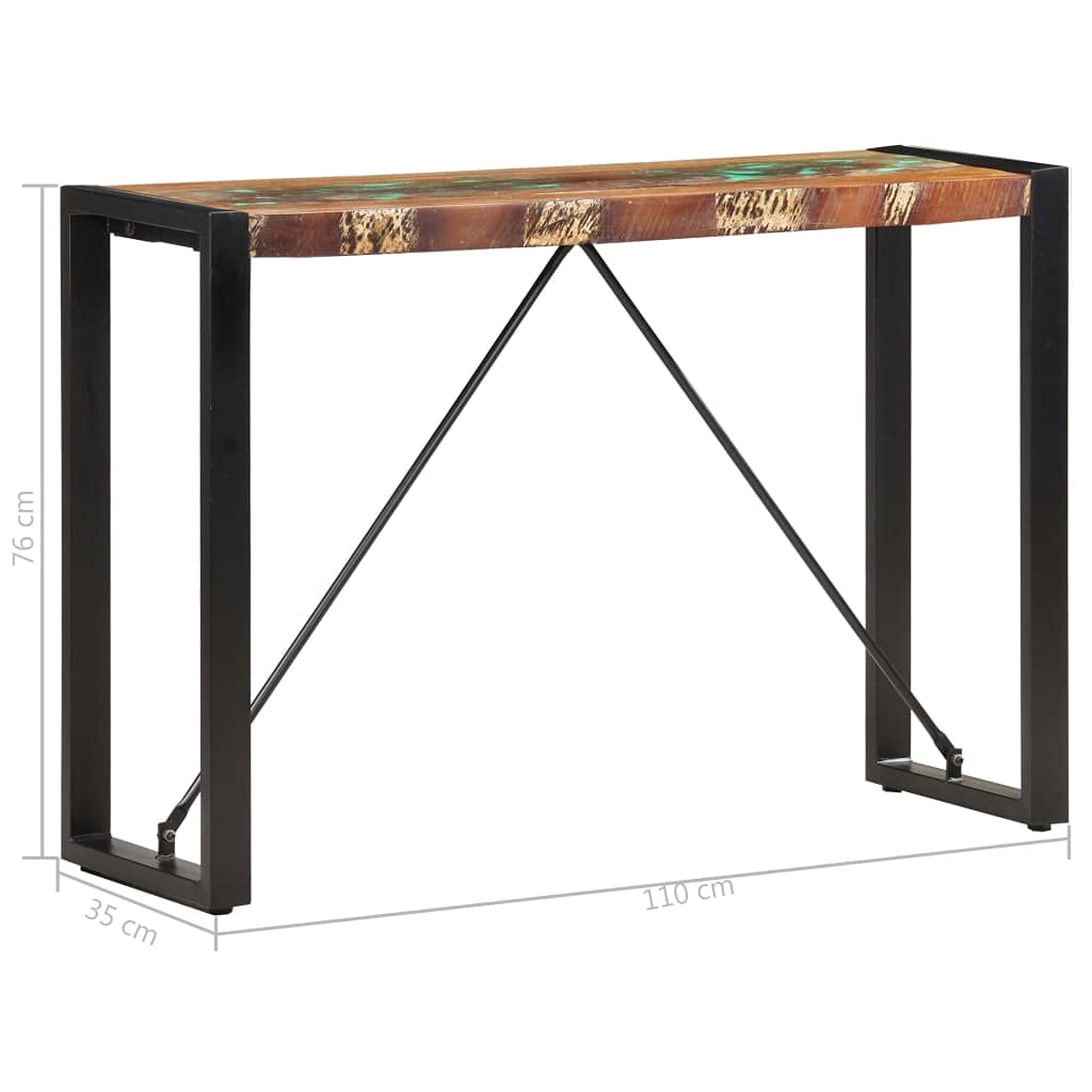 vidaXL Industrial Style Console Table in Solid Reclaimed Wood with Durable Black Powder-Coated Steel Legs - Easy Assembly, Ideal for Living Room or Hallway
