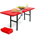 Linpro 2Pk Plastic Table Cloths Disposable For Parties 6Ft Picnic Table Covers With Elastic Fitted Camping Tablecloth Elastic Ta