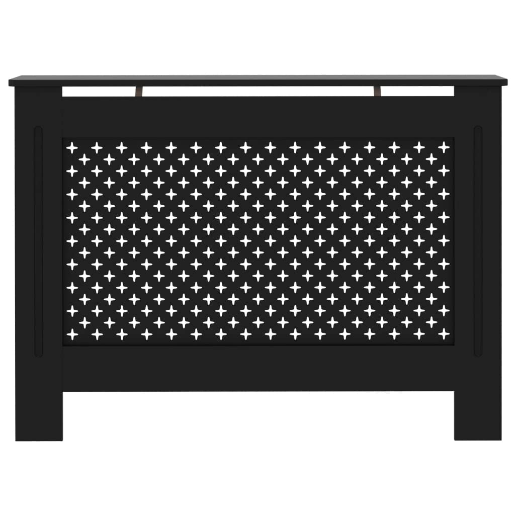 vidaXL - Black Radiator Cover Cabinet, Modern Honeycomb/Cross Design, Made of MDF with Water Base Lacquer Finish, Dimension 44.1&quot;x7.5&quot;x32.1&quot;