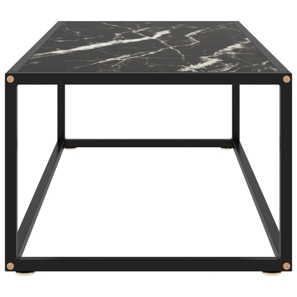 vidaXL Contemporary Coffee Table with Tempered Black Marble Glass - Thumbnail 4